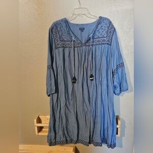 J. Jill Denim Tunic Dress with Embroidery